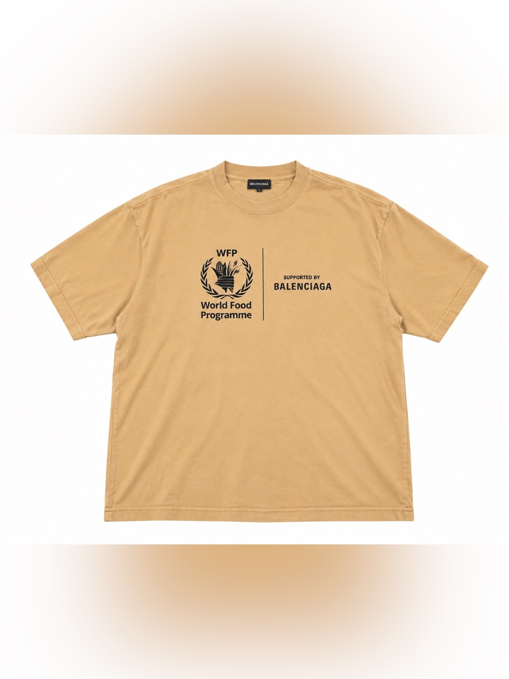 Balenciaga Tan World Food Programme Logo Short Sleeve Tee